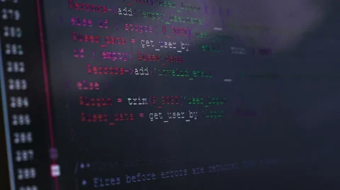 Scrolling Code on a Screen Stock Footage 47373955