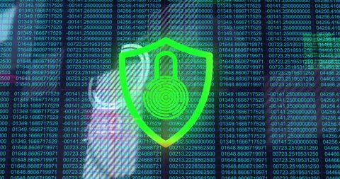 Scrolling code starting pulsing scanning ring circling shield target marking Vidéo 310151129