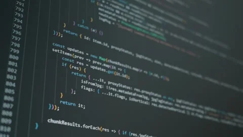 Scrolling Computer Code On Dark Screen With Colorful Syntax Highlights Stock Footage 329486786