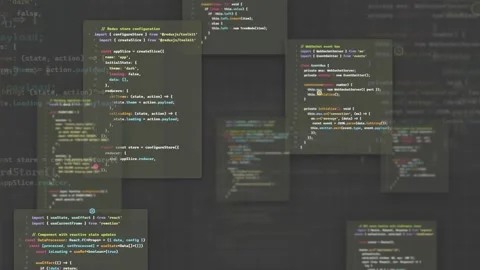 Scrolling Computer Code on Dark Screen for Software Development and Programming Stock Footage 339957178