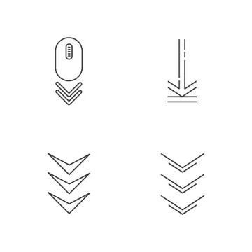 Scrolling down and uploading indicators pixel perfect linear icons set. Compu Stock Illustration