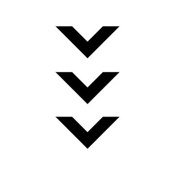 Scrolling down button black glyph icon. Three downward arrows for mobile app  Stock Illustration