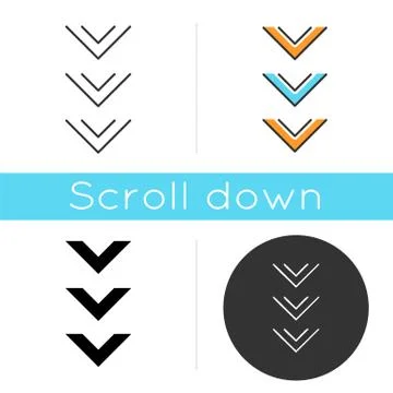 Scrolling down button icon. Three downward arrows for mobile app interface. D Stock Illustration