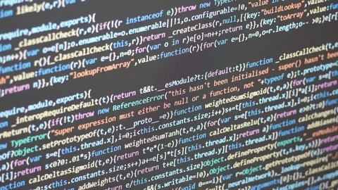 Scrolling down computer code on the screen Stock Footage 89997619