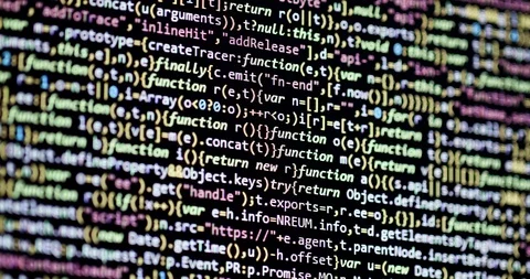 Scrolling down program code on computer screen Stock Footage 99621644