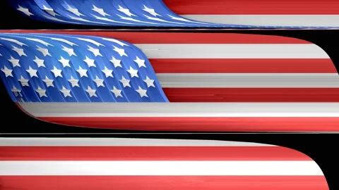 Scrolling glitch VHS lines on USA AMERICAN flag, forward, rewind effect Stock Footage 124433843