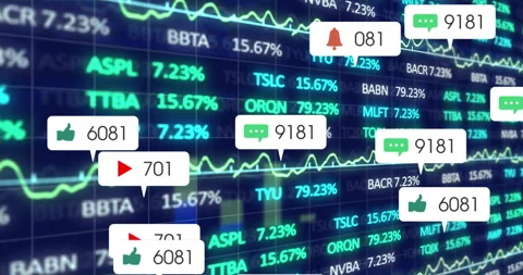 Scrolling graphs initiating bubbles updating counts clustering then fading Stock Footage 310437944