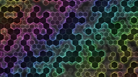 Scrolling Hexagon Background Animation - Loop Rainbow Stock Footage 51412444