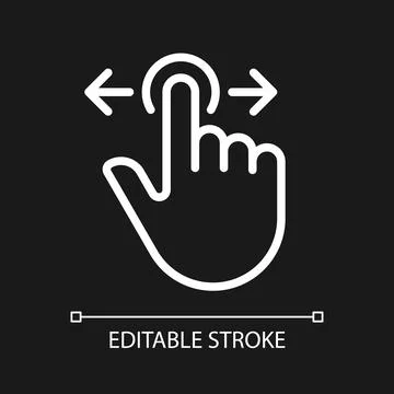 Scrolling horizontally pixel perfect white linear icon for dark theme Stock Illustration