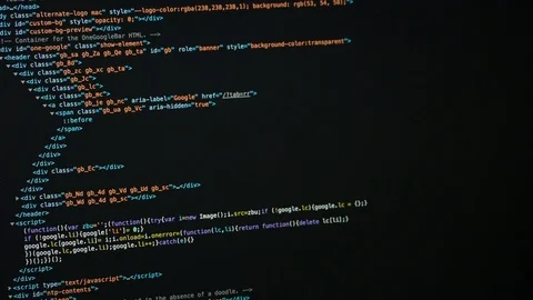 Scrolling html code on the laptop screen. Stock Footage