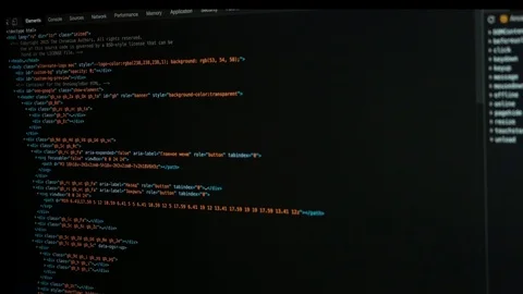 Scrolling html code on the laptop screen. Stock Footage 124203941