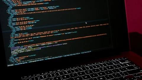 Scrolling html code on the laptop screen. Stock Footage 124203944