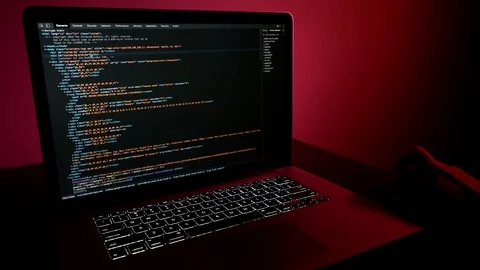 Scrolling html code on the laptop screen. Stock Footage 124203946