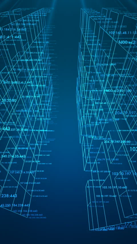 Scrolling IP address server blocking terminal data network system Stock Footage 329142983