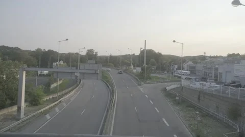 A scrolling landscape from inside a train,  4K, F-log Stock Footage 139173121