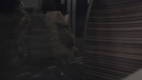 A scrolling landscape from inside a train,  4K, F-log Stock Footage 139173136