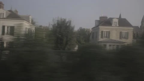 A scrolling landscape from inside a train,  4K, F-log Stock Footage 139173353