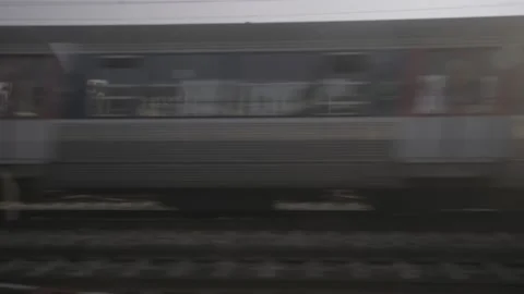 A scrolling landscape from inside a train, 4K, F-log Stock Footage 139173456