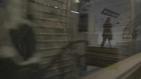 A scrolling landscape from inside a train Stock Footage 139172876