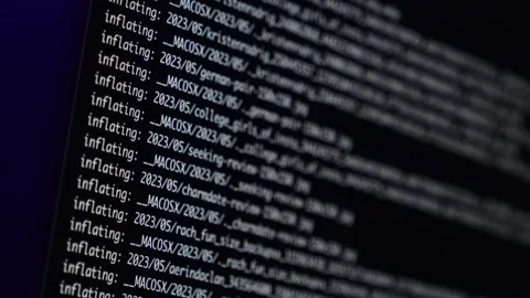 Scrolling lines of code with a left-to-right camera movement effect on a dark Stock Footage 295380856