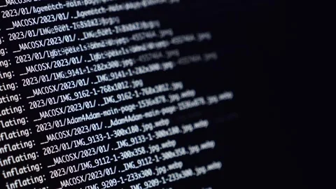 Scrolling lines of code with shifting focus moving left to right on a dark sc Stock Footage 295380861