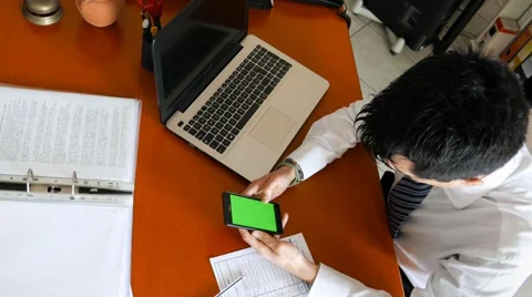 Scrolling on the mobile screen instead of working, green screen on the phone Stock Footage 60693821