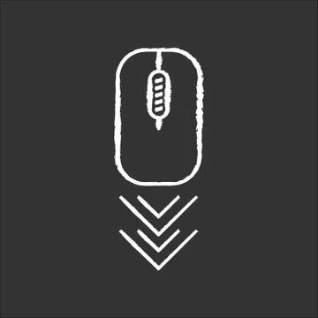 Scrolling mouse chalk white icon on black background. Internet page browsing  Stock Illustration