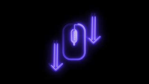Scrolling mouse icon with neon glow effect on black background Stock Footage 308180003