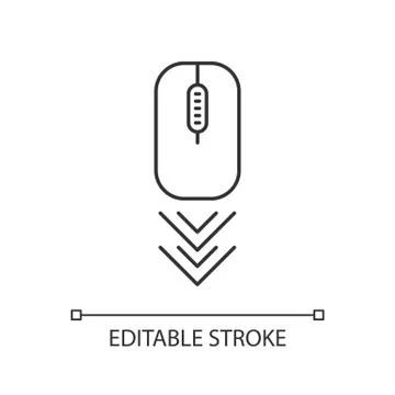 Scrolling mouse pixel perfect linear icon. Internet page browsing gesture, ar 스톡 일러스트