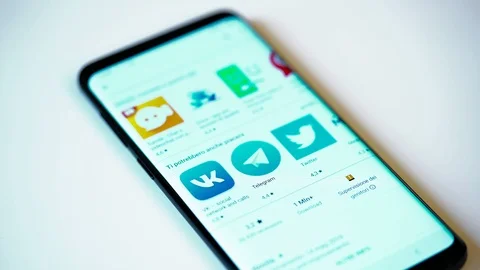 Scrolling my social apps using Smartphone. Stock Footage 108564050