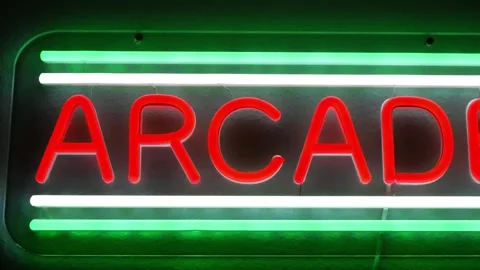 Scrolling Neon Arcade Sign Stock Footage 246575586