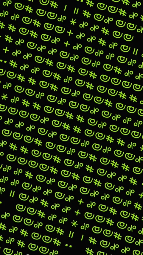 Scrolling Neon Green Symbols Digital Pattern Background Stock Footage 340410068