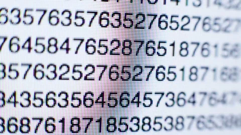 Scrolling numbers on a computer screen Video stock 72161757