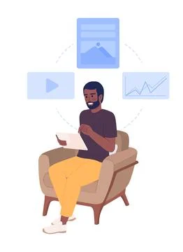Scrolling online learning resources flat concept vector spot illustration Stock Illustration