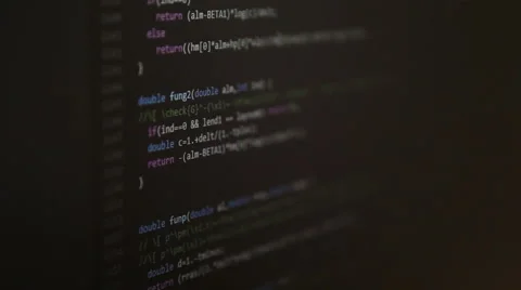 Scrolling program code on the screen. Perspective. Shallow depth of field Stock Footage 63421140