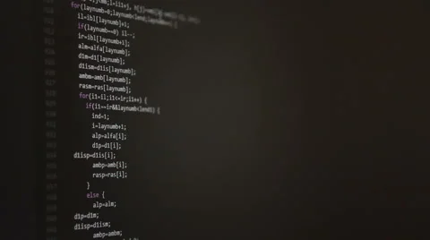 Scrolling program code on the screen. Perspective. Shallow depth of field Stock Footage 63421145