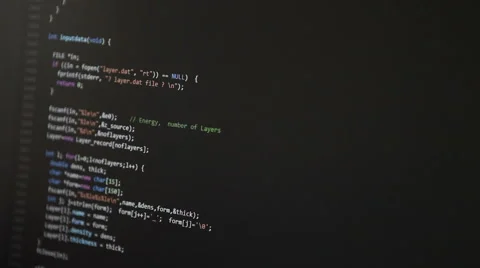 Scrolling program code on the screen. Perspective. Shallow depth of field Stock Footage 63421148