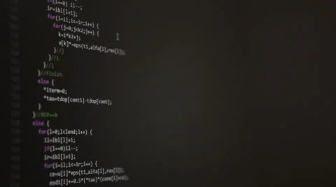 Scrolling program code on the screen. Perspective. Shallow depth of field Stock Footage 63421154