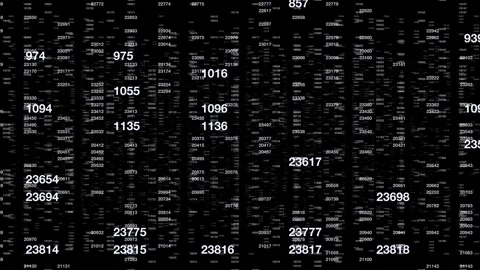 Scrolling random numbers in digital matrix, representing data processing Video stock 289114410