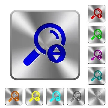 Scrolling search results rounded square steel buttons Stock Illustration