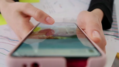 Scrolling on smartphone screen, social network Stock Footage 179055456