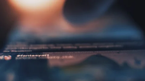 Scrolling social media on smartphone, macro shallow depth of field view Stock Footage 125335027