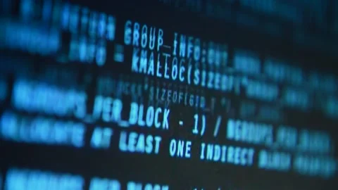 Scrolling software code in close-up on the computer's screen Stock Footage 199017326