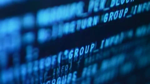 Scrolling software code in close-up on the computer's screen Stock Footage 199017332