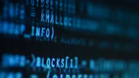 Scrolling software code in close-up on the computer's screen Stock Footage 199017619