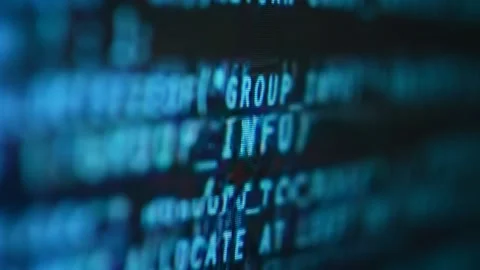 Scrolling software code in close-up on the computer's screen Stock Footage 199031428