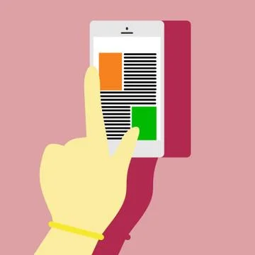Scrolling Tap Mobile Smartphone Hand Gesture Vector Illustration Stock Illustration