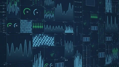 Scrolling Technology Panel Field Deep Angle Console Stock-Footage 343545964