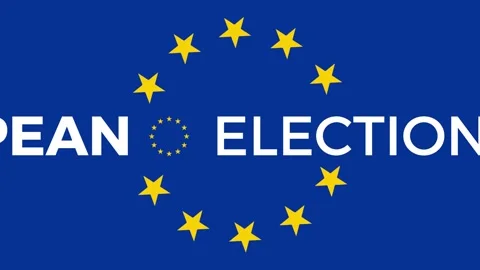 Scrolling text of elections in europe in front of flag. Animated illustrati.. Stock Footage 266394560