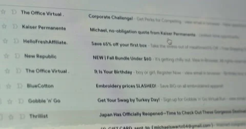 Scrolling through Advertisements and Spam Email Stock Footage 232786032